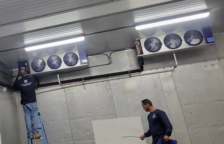 Completed walk-in cooler installation by Rightway A/C & Refrigeration.